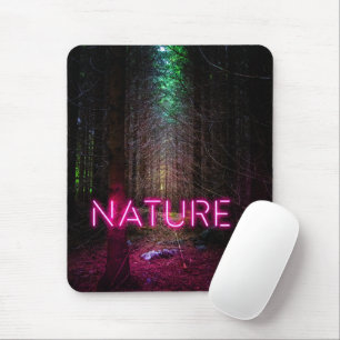 Alfombrilla De Ratón Signo de neón magenta de la naturaleza misteriosa 
