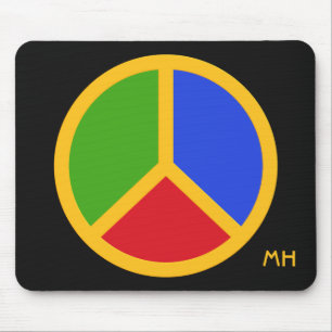 Alfombrilla De Ratón Signo de paz colorido personalizado monograma mous