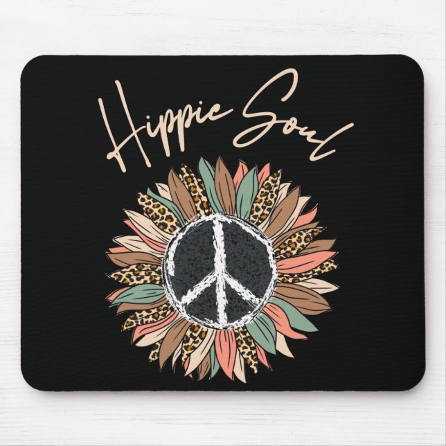 Alfombrilla De Ratón Signo de paz de alma hippie girasol (Frente)