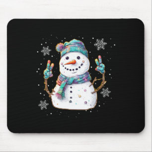 Alfombrilla De Ratón Signo de paz de Snowman Navidades Nieve helada inv