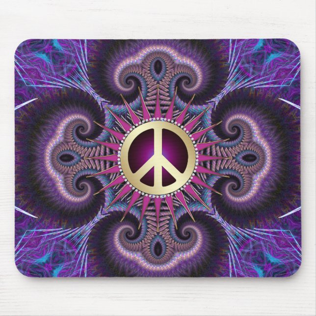 Alfombrilla De Ratón Signo de paz Fractarios Groovy Mousepad púrpura (Frente)