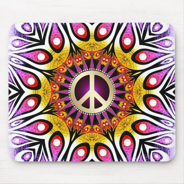 Alfombrilla De Ratón Signo de paz Groovy púrpura Mousepad rosa (Frente)
