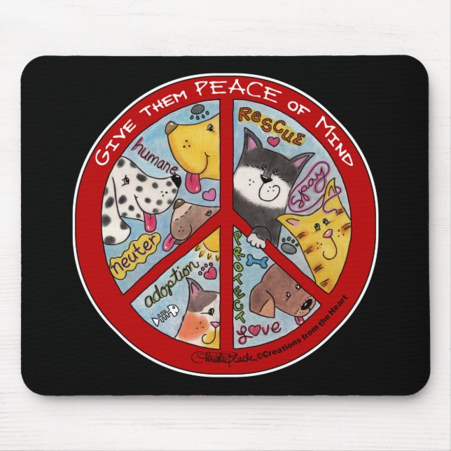 Alfombrilla De Ratón Signo de paz Protección animal (Frente)