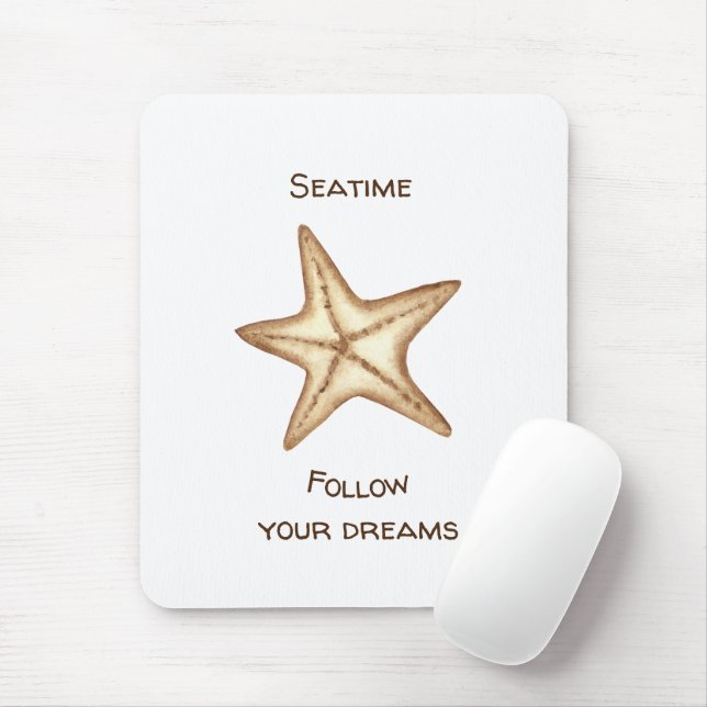 Alfombrilla De Ratón Sigue tus sueños acuarela Seatime Starfish (Con ratón)
