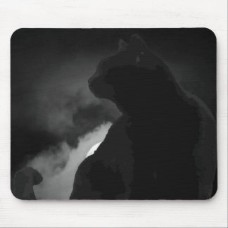 Alfombrilla De Ratón Silhouette Black Cat Moonlight