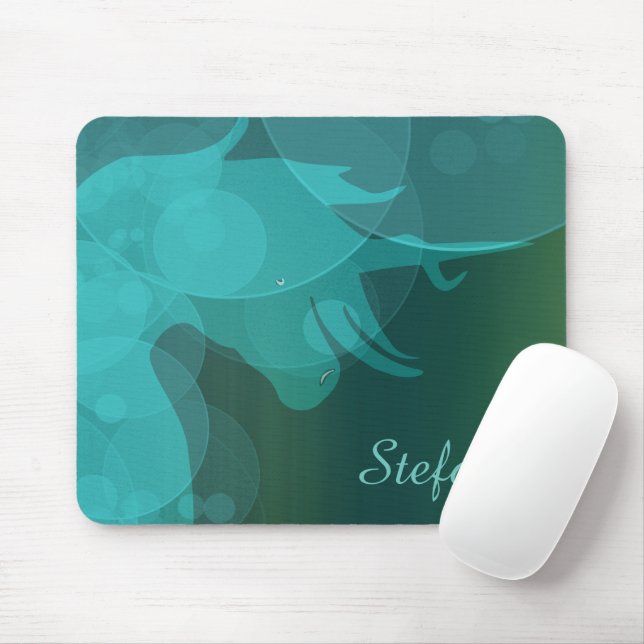 Alfombrilla De Ratón Silhouette D de Unicornio (burbujas verde azuladas (Con ratón)