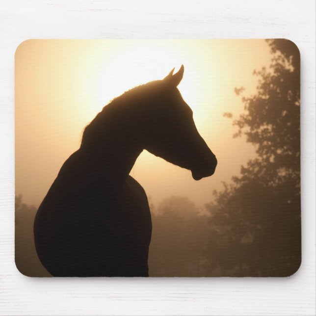 Alfombrilla De Ratón Silhouette de Caballo al amanecer (Frente)