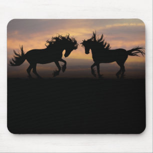 Alfombrilla De Ratón Silhouette de Caballos Salvajes