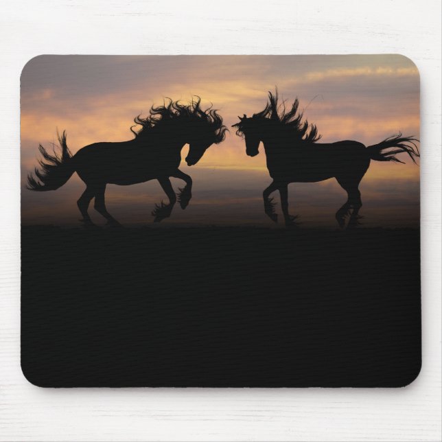 Alfombrilla De Ratón Silhouette de Caballos Salvajes (Frente)