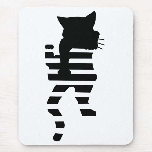 Alfombrilla De Ratón Silhouette de gato negro (Frente)