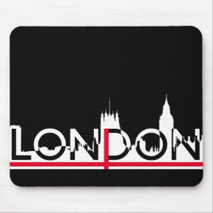 Alfombrilla De Ratón Silhouette de Londres y bandera inglesa