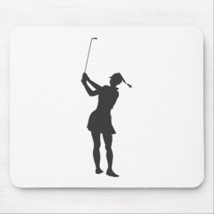 Alfombrilla De Ratón Silhouette de una mujer jugando al golf