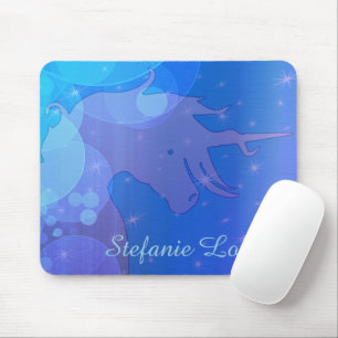 Alfombrilla De Ratón Silhouette de Unicorn (estrellas azules)