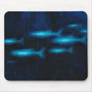 Alfombrilla De Ratón Silhouettes azul de pescado traslúcido