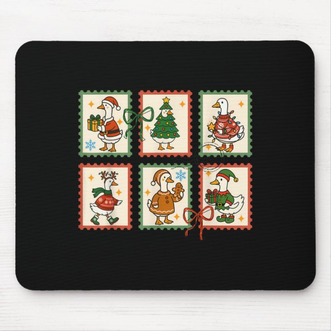 Alfombrilla De Ratón Silly Goose Santa Christmas Stamp Cute Merry Goose (Frente)