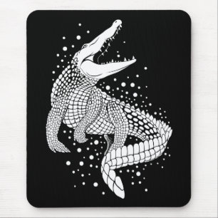 Alfombrilla De Ratón Silueta blanca animal - Cocodrilo