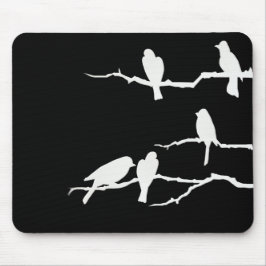 Alfombrilla De Ratón Silueta blanca Mousepad del pájaro