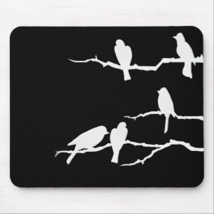 Alfombrilla De Ratón Silueta blanca Mousepad del pájaro