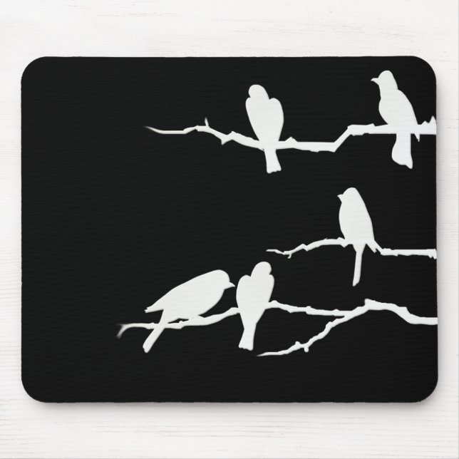 Alfombrilla De Ratón Silueta blanca Mousepad del pájaro (Frente)