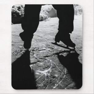 Alfombrilla De Ratón Silueta blanco y negro de los patines