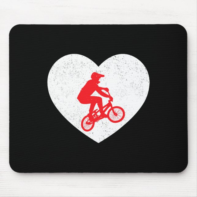 Alfombrilla De Ratón Silueta Bmx Bicicleta Biker San Valentín Corazón (Frente)