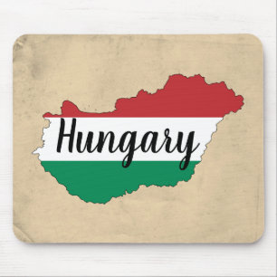 Alfombrilla De Ratón Silueta de bandera de Hungría