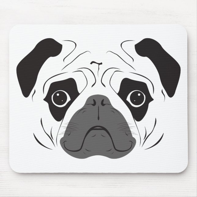 Alfombrilla De Ratón Silueta de cara de pug (Frente)