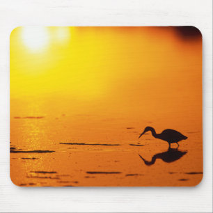 Alfombrilla De Ratón Silueta de garza al atardecer, Florida