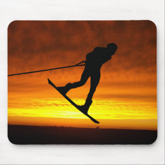 Alfombrilla De Ratón Silueta de la puesta del sol de Wakeboard