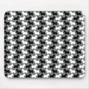 Alfombrilla De Ratón Silueta de terrier escocés, negro/blanco/gris