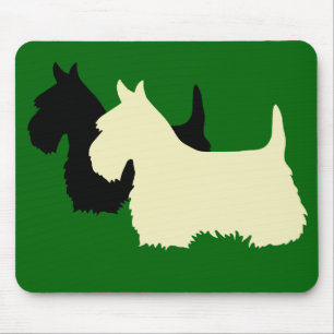 Alfombrilla De Ratón Silueta de terrier escocés negro/trigo