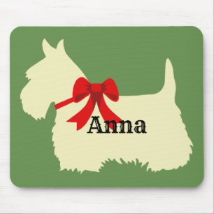 Alfombrilla De Ratón Silueta de trigo de Scottish Terrier, verde isla