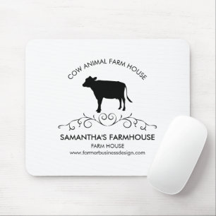 Alfombrilla De Ratón Silueta de vaca de granja rústica