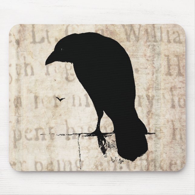 Alfombrilla De Ratón Silueta del cuervo - cuervos y cuervos retros del (Frente)