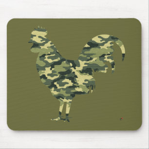 Alfombrilla De Ratón Silueta del gallo del camuflaje