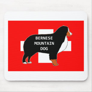 Alfombrilla De Ratón silueta del nombre del perro de montaña bernés en