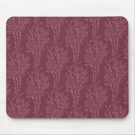 Alfombrilla De Ratón Silueta floral esparcida botánica | Burdeos intens