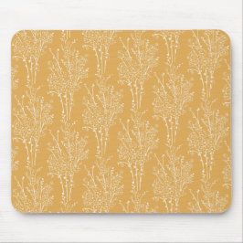 Alfombrilla De Ratón Silueta floral esparcida botánica | Ocre apagado