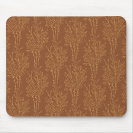 Alfombrilla De Ratón Silueta floral esparcida botánica | Ocre quemado