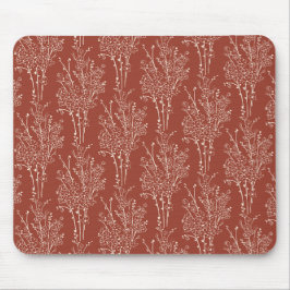 Alfombrilla De Ratón Silueta floral esparcida botánica | Rojo óxido