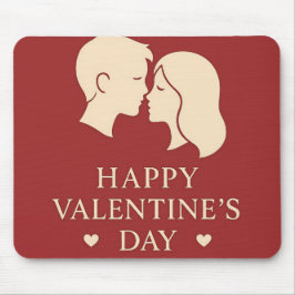 Alfombrilla De Ratón Silueta Mínima Romántica Oficina de San Valentín