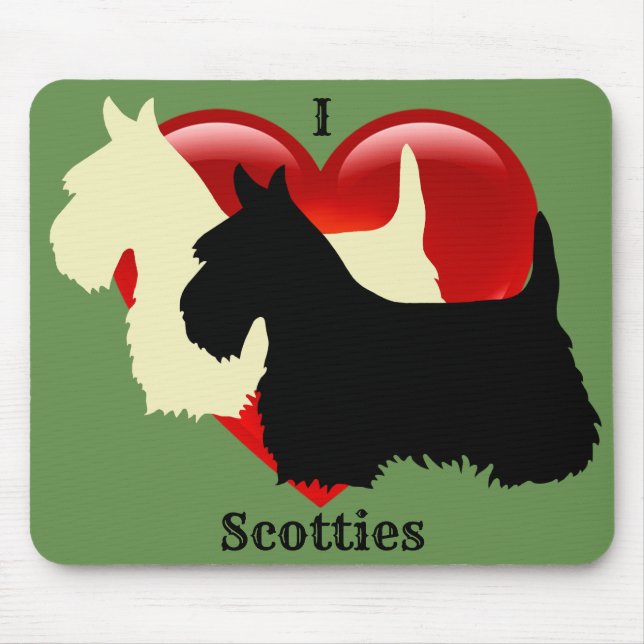 Alfombrilla De Ratón Silueta negra de Scottish Terrier, perro de Escoci (Frente)