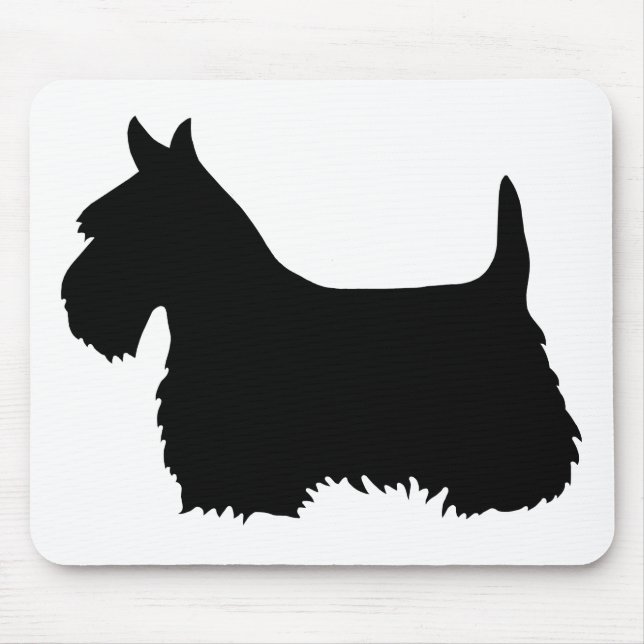 Alfombrilla De Ratón Silueta negra de Scottish Terrier, perro escocés (Frente)