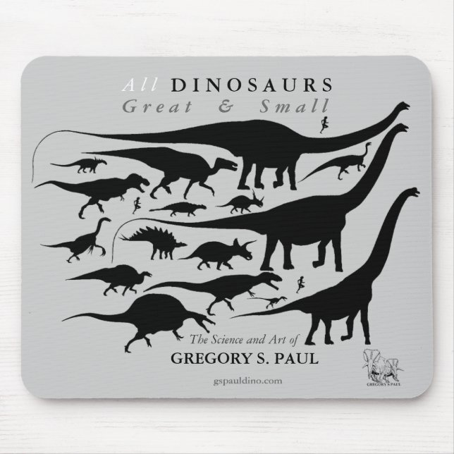 Alfombrilla De Ratón Siluetas Mousepad Gregory Paul de los dinosaurios (Frente)