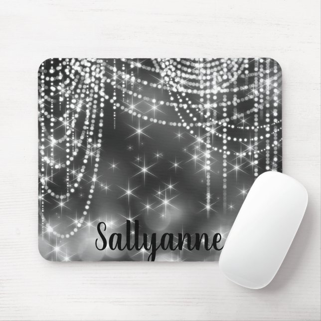 Alfombrilla De Ratón SILVER BLACK SPARKLE DIAMONTS Mouse Pad (Con ratón)