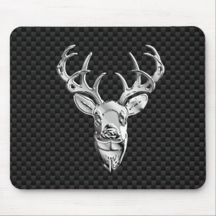 Alfombrilla De Ratón Silver Deer Decor on Carbon Fiber Style Print