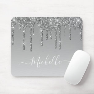 Alfombrilla De Ratón silver glitter drip mouse pad