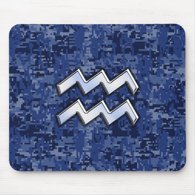 Alfombrilla De Ratón Símbolo Aquarius Zodiac con decoración de camo dig (Frente)