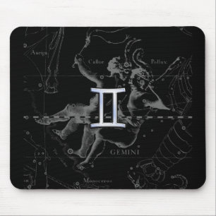 Alfombrilla De Ratón Símbolo cromado de Gemini Zodiac en Hevelius