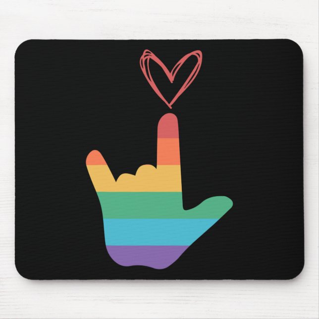 Alfombrilla De Ratón Símbolo de amor arcoiris sordo (Frente)